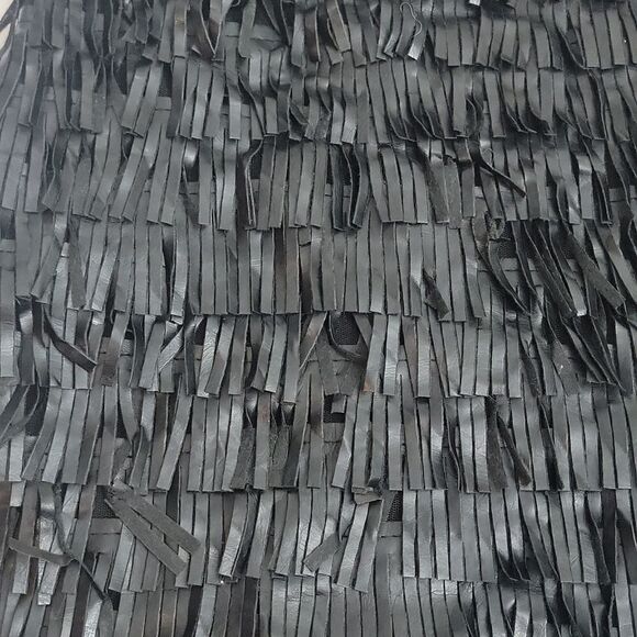 UNION of Angels Black Fringe Leather Mini Skirt size XS Club Party or Event Goto - Picture 2 of 10